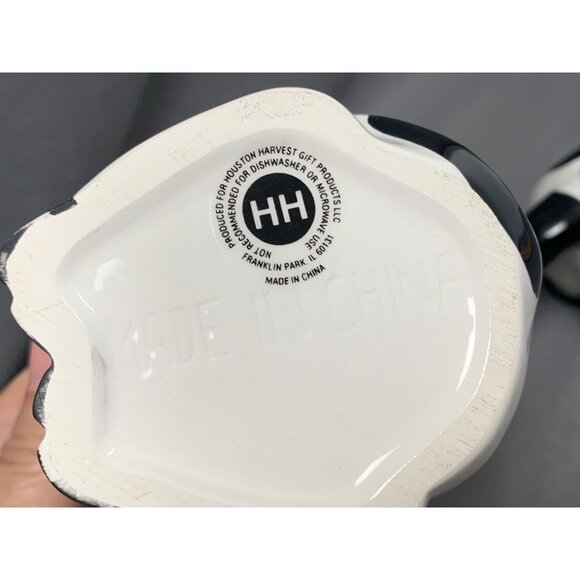 Vintage Houston Harvest Ceramic Cow Sugar Bowl & Creamer Set Black & White - Picture 8 of 16